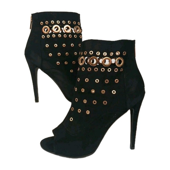 Shoe dazzle High Stilleto Heels Zip Black Pointed Toe Booties Size-11 Women#1192 - Picture 1 of 11